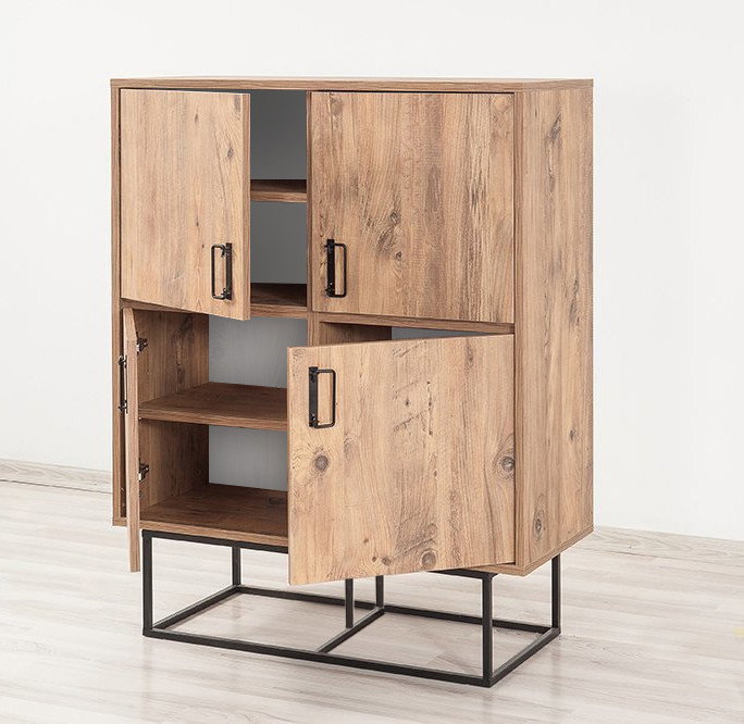 Hanah Home Quantum Solo Armario Multiusos Pino Atlántico y Negro 93x115x36cm Tablero Melamina